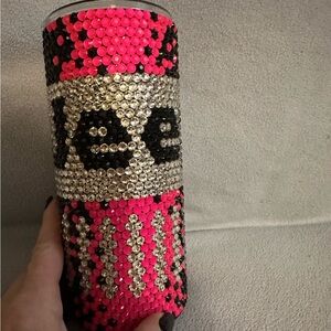 Custom Jeweled Pink and Black Jeep Tumbler